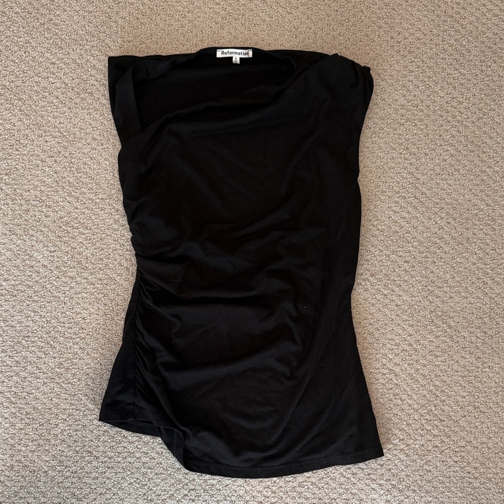 Reformation Black Off the Shoulder Women's Blouse